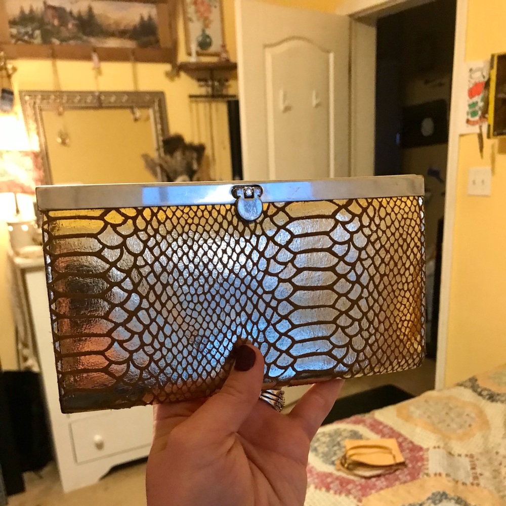 Golden snake print wallet